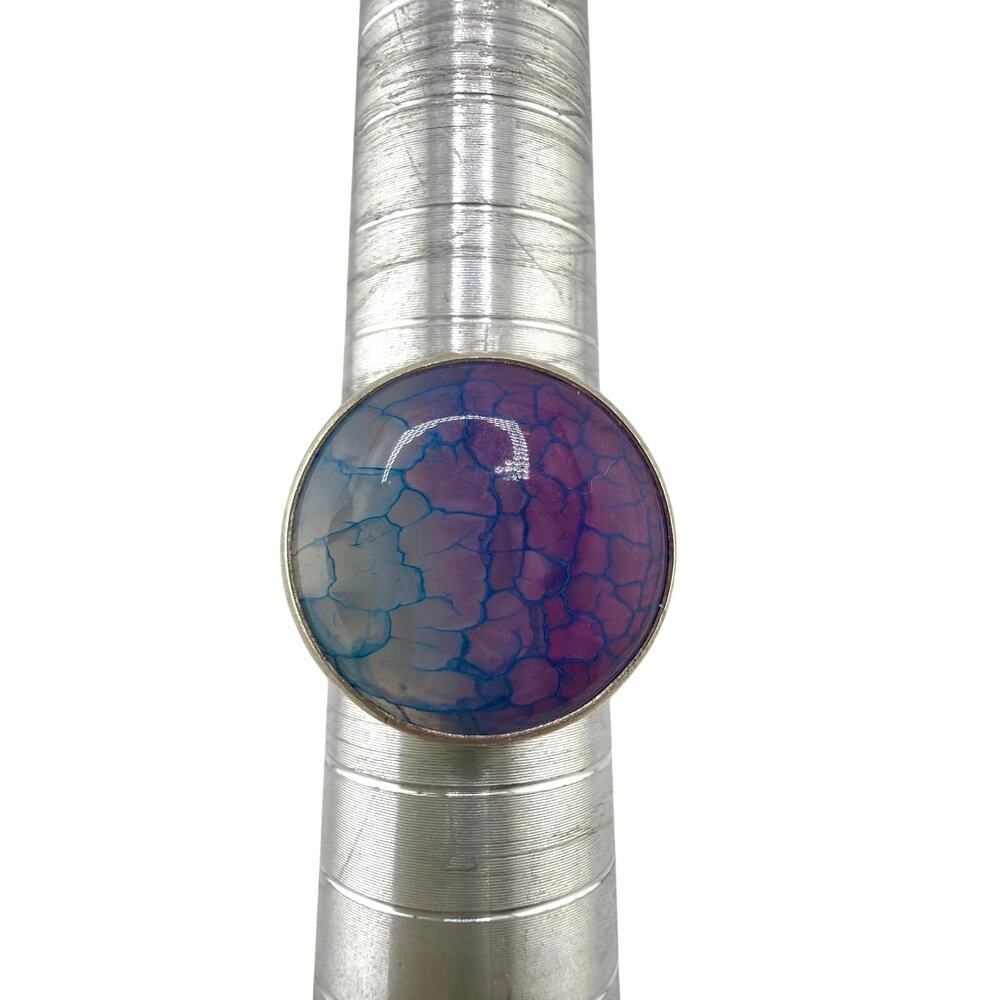 Sterling Silver Purple And Blue Dragon Vein Agate Ring Size 8